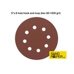 5 inch x 8 hole Hook and Loop Sanding Discs