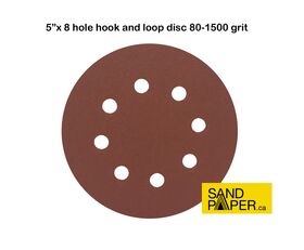 5 inch x 8 hole Hook and Loop Sanding Discs