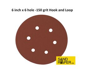 6 inch 6 hole Hook and Loop Sanding Discs